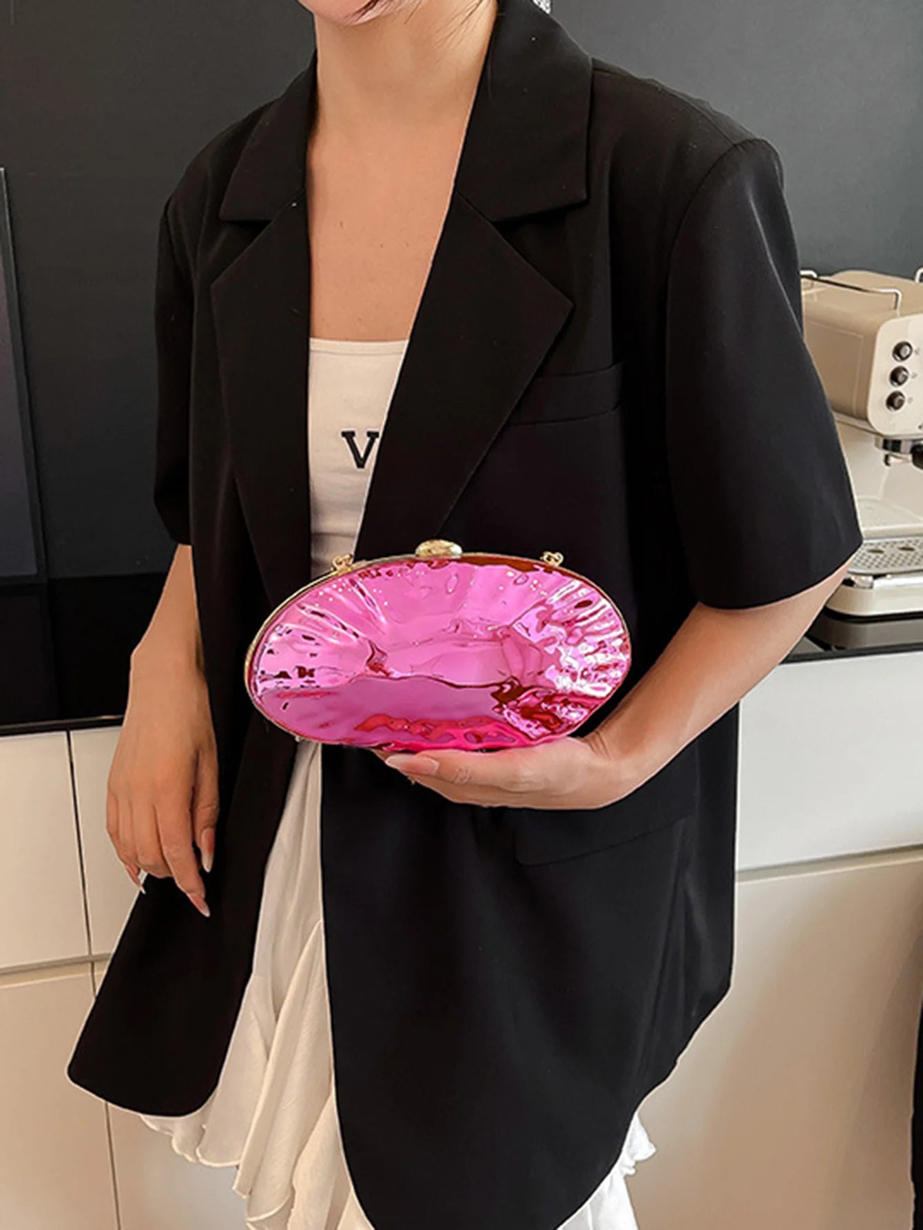 Shell Shaped Dinner Handbag Fashion Acrylic Chain Clutch Large Capacity Wallet New Banquet Party Women's Crossbody Shoulder Bag