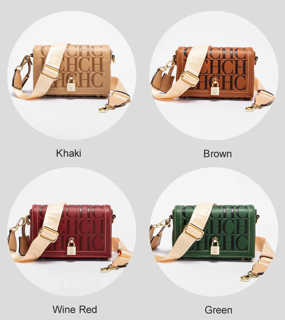Fashion Design Model Metal Accessories Buckle Women's Shoulder Bag Luxury Brand 2025 New Fashion Solid Colour Printed Head Bag