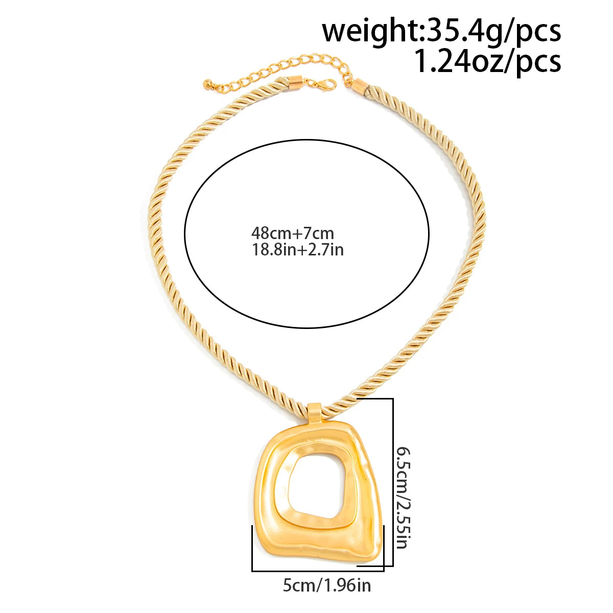 KunJoe Hip Hop Hollow-out Geometric Square Pendant Necklace Women 2026 Fashion Adjustable Rope Chain Necklace Party Jewelry Gift
