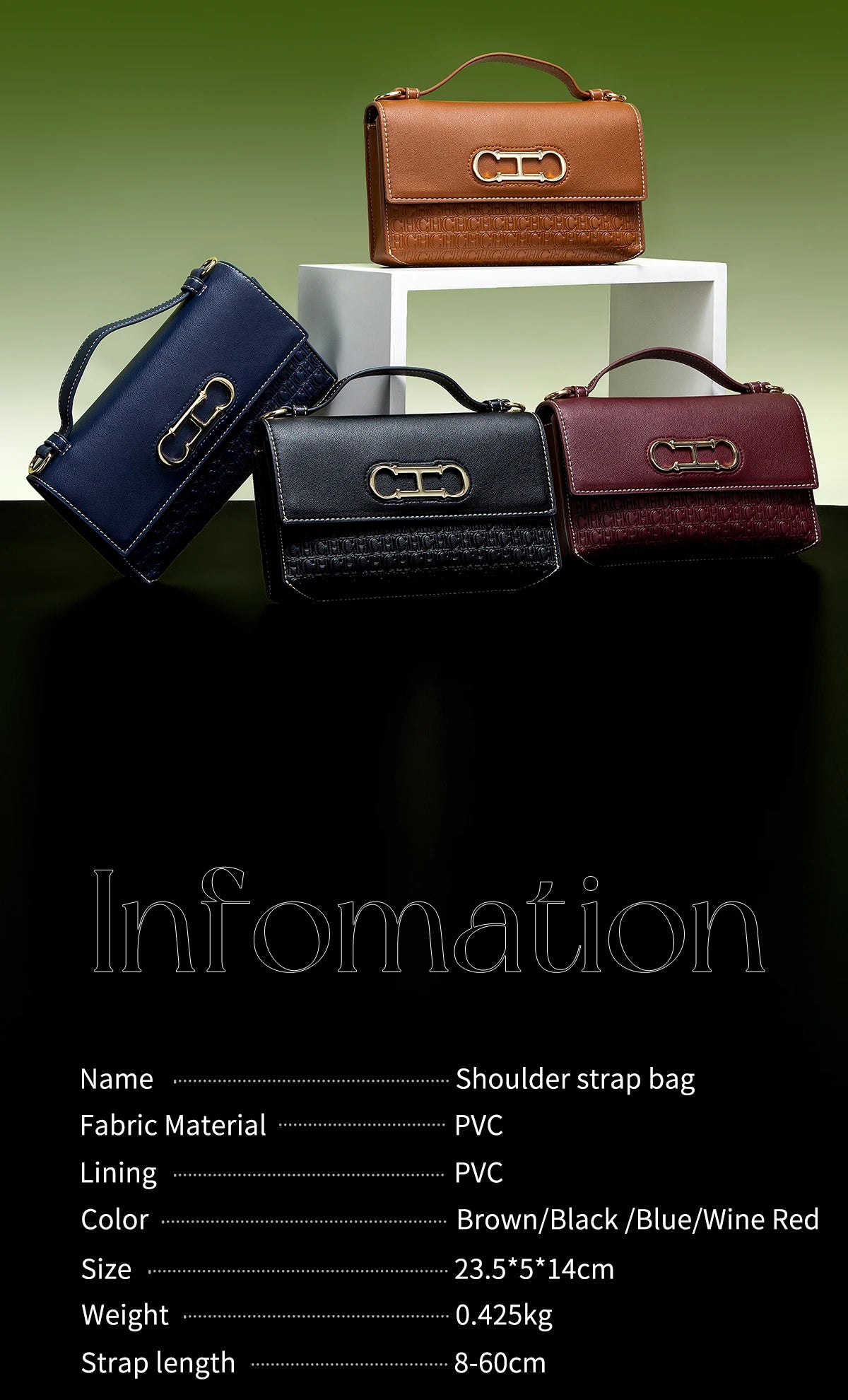 CH Women's Classic Retro Fashion Shoulder Bag Light Luxury Popular Classic Models Large Capacity Brand Logo Buckle Crossbody Bag