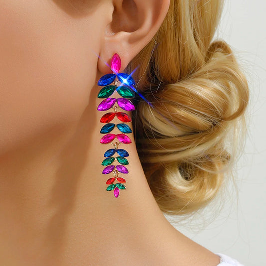 Leaf Shiny Glss Decor Dangle Drop Earrings