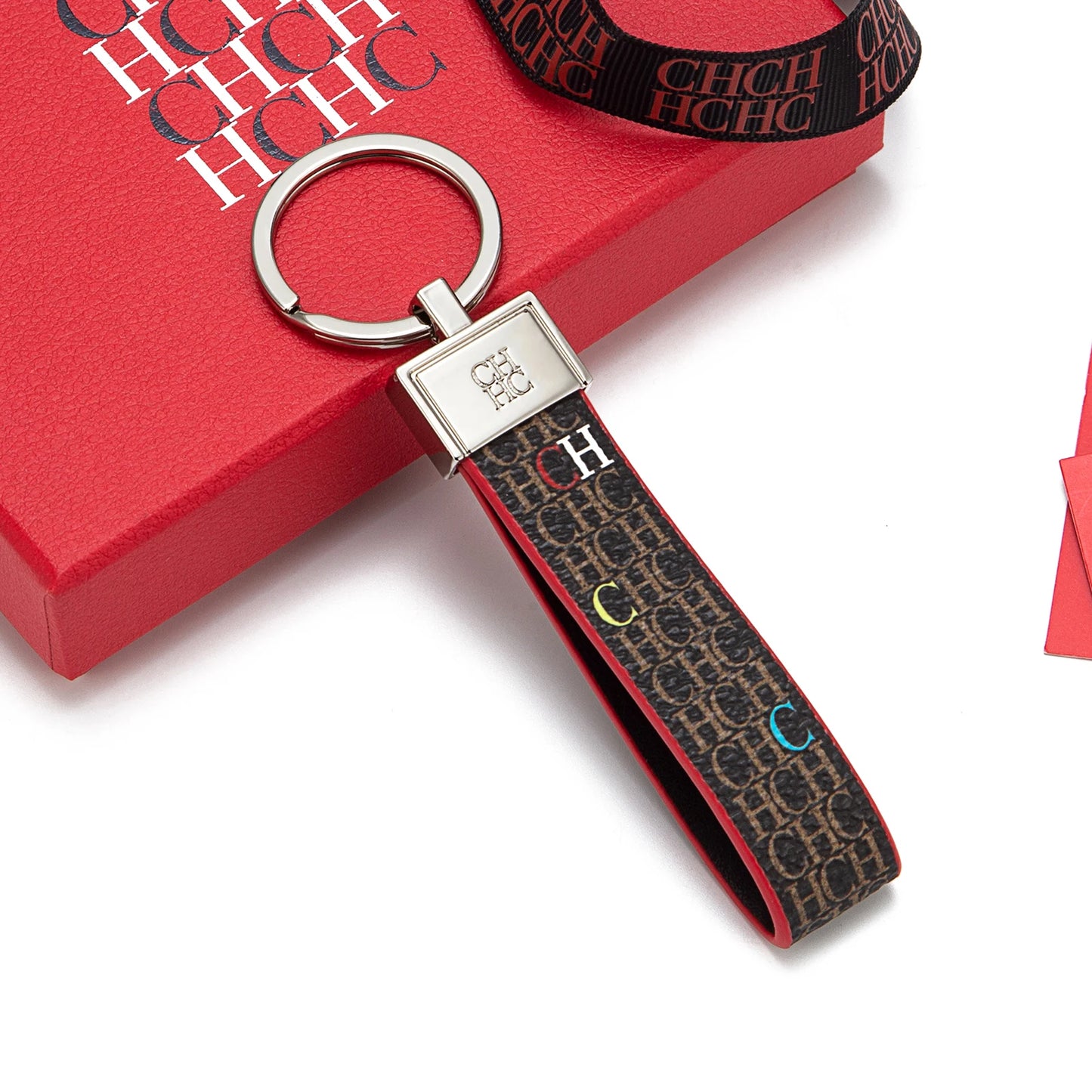 CH Niche High-end Keychain Leather Keychain Unique Printing Design Fashion Keychain Simple and Exquisite Style Gifts