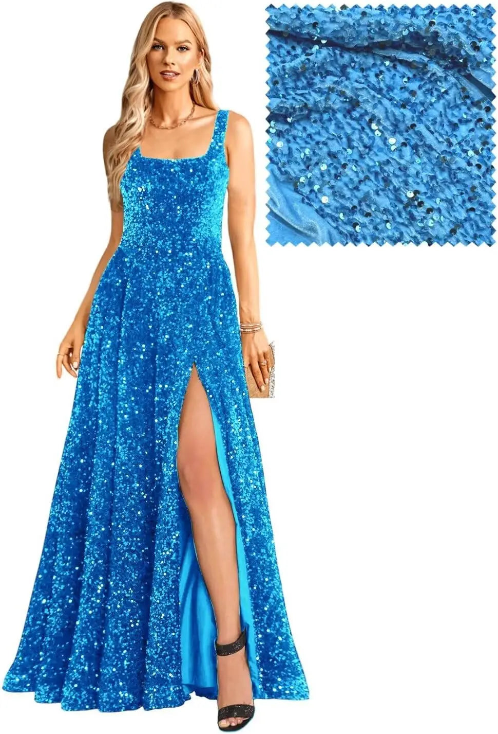 Elegant Women's Long A Line Prom Dresses with Pockets Formal Evening Ball Gowns with Sleeves Glitter Party Dress Elegant 2026