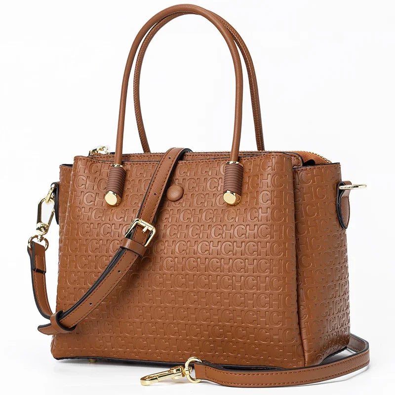 High Quality Metal Connection Brand Monogram Print Vintage Fashion Women's Tote Bag Large Capacity Commuter Versatile Tote Bag