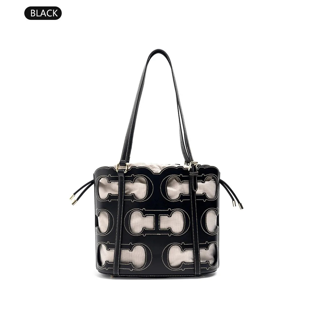CH Women's Shoulder Bag High-end Brand Fashionable Hollow Design Women's Handbag Large Capacity Simple Solid Color