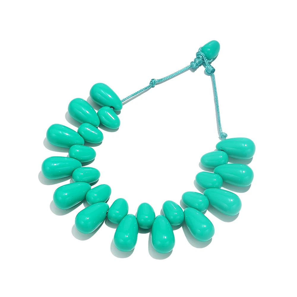 Handmade Colorful Resin Waterdrop Beaded Choker Necklaces for Women Exaggerated Acrylic Geometric Pendant Neck Boho Jewelry Gift