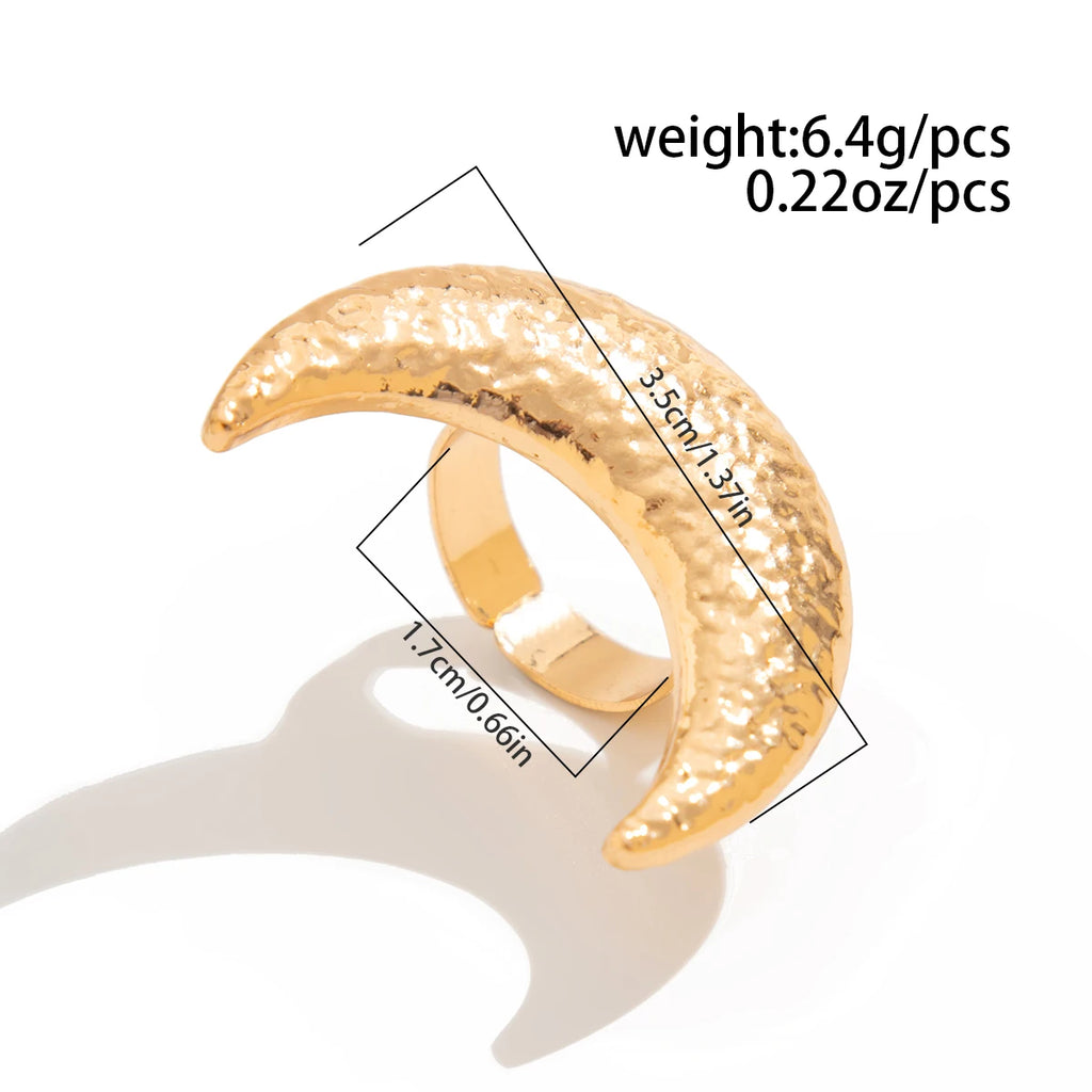 Salircon Exaggerated Vintage Big Starfish Moon Flower Ring for Women Trend Personality Metal Punk Party Finger Ring Jewelry