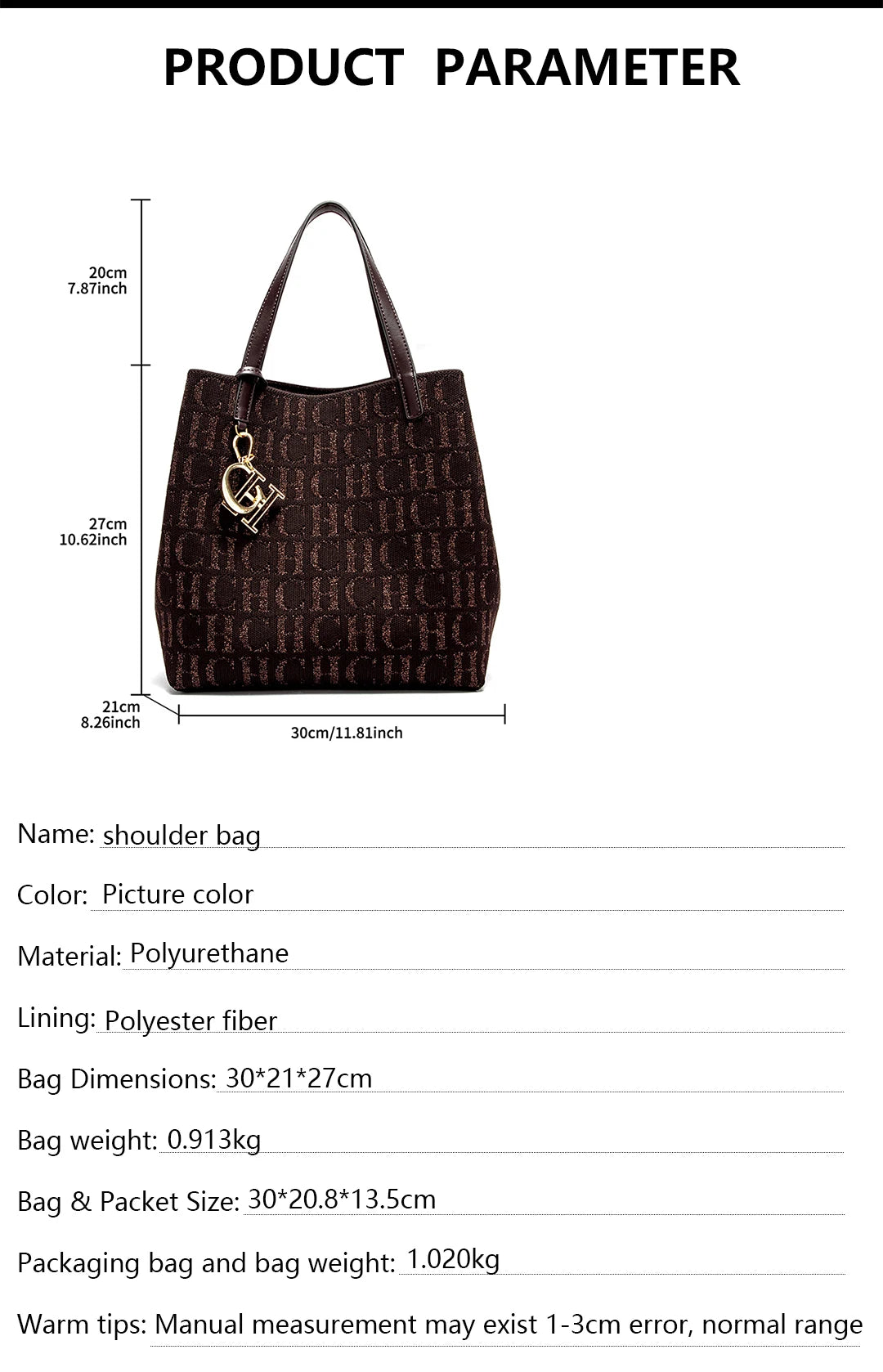 CH Trendy Solid-Color Women's Bucket Bag - Large Capacity Letter Print Design with Detachable Strap Inner Card Pockets Handbag