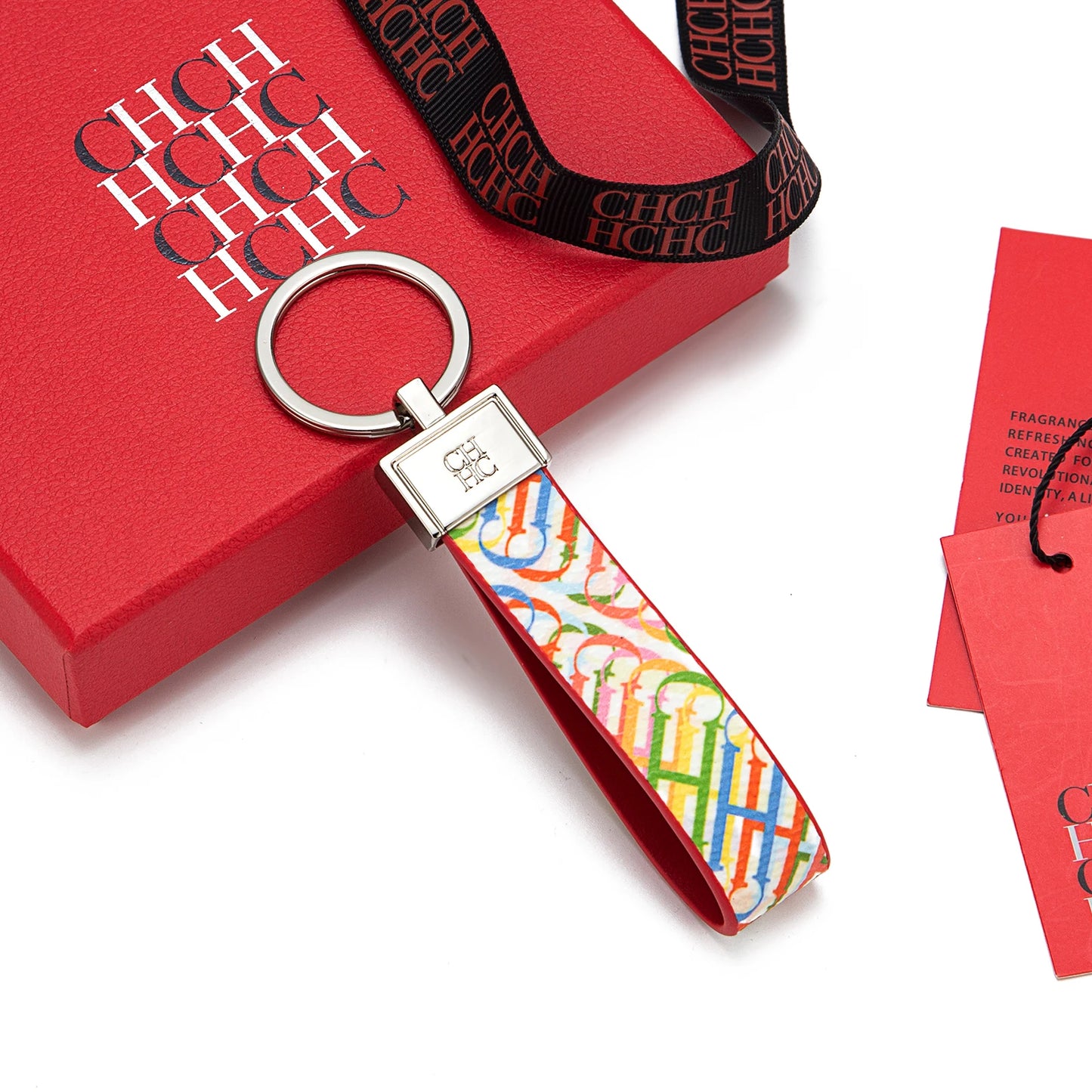 CH Niche High-end Keychain Leather Keychain Unique Printing Design Fashion Keychain Simple and Exquisite Style Gifts