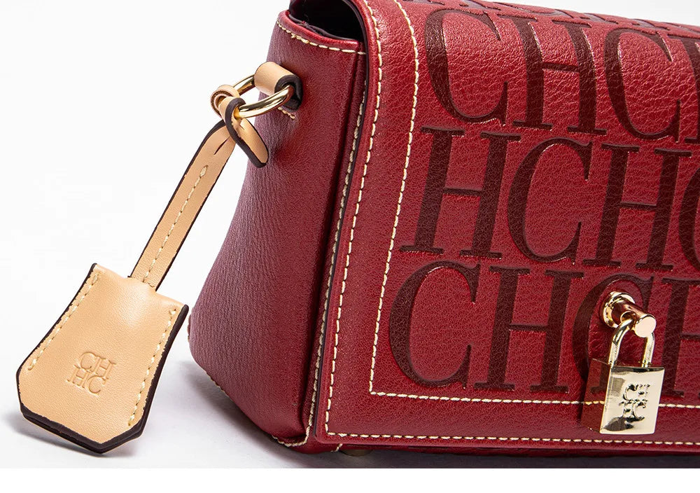 Fashion Design Model Metal Accessories Buckle Women's Shoulder Bag Luxury Brand 2025 New Fashion Solid Colour Printed Head Bag