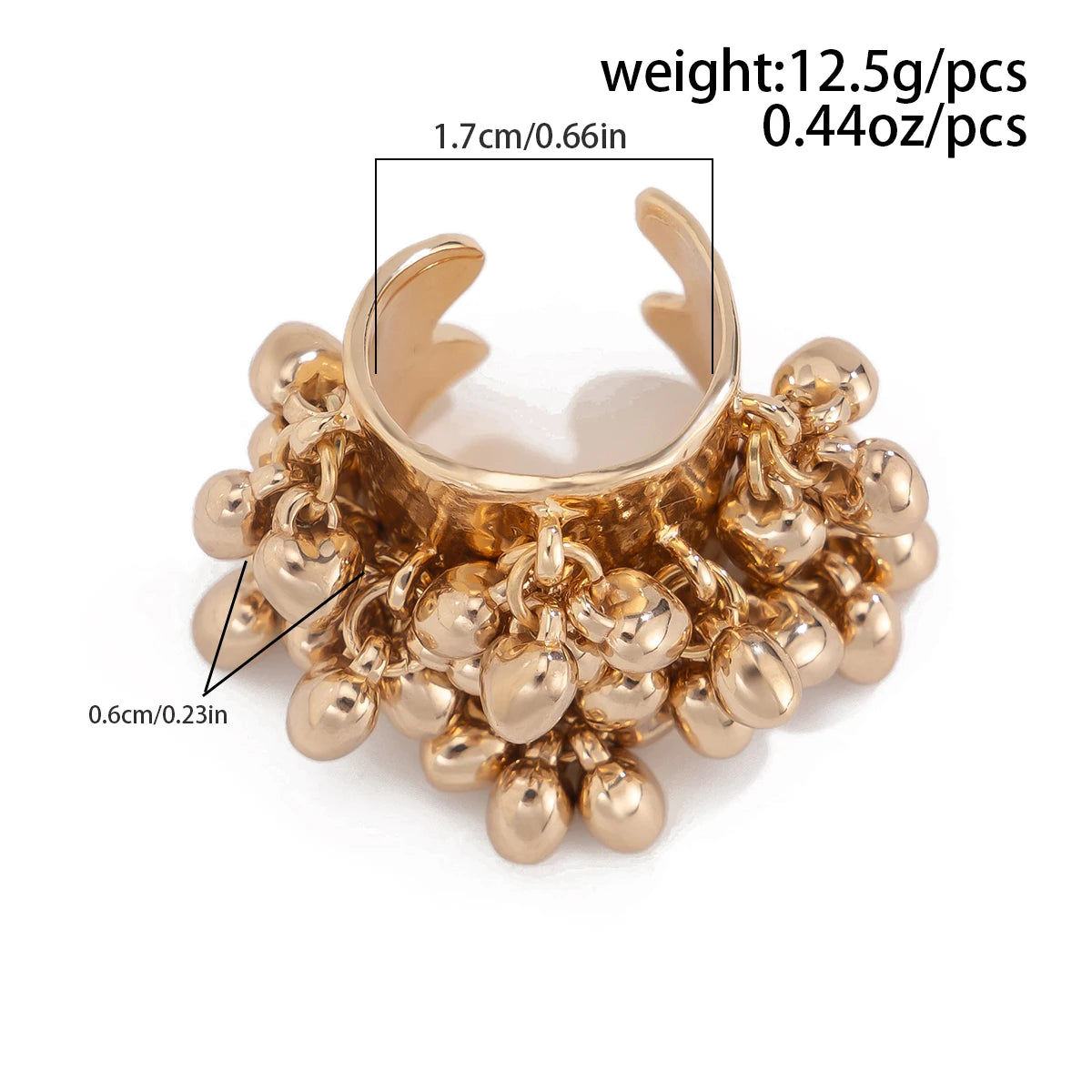 Salircon Trendy Imitation Pearl Stone CCB Small Ball Ring Women's Man 2024 Vintage Street Punk Hip Hop Ring Female Jewelry