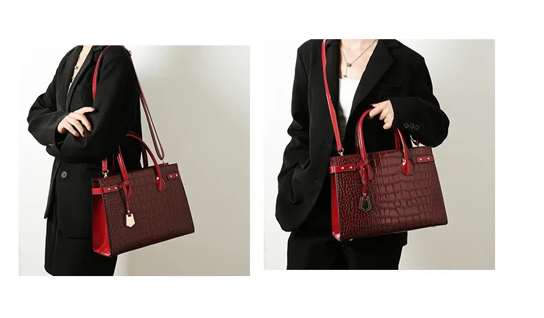 Retro Ladies Three-piece Set Mother-daughter Crossbody Bag Crocodile Pattern Texture Single-shoulder Hand-held Diagonal Bag