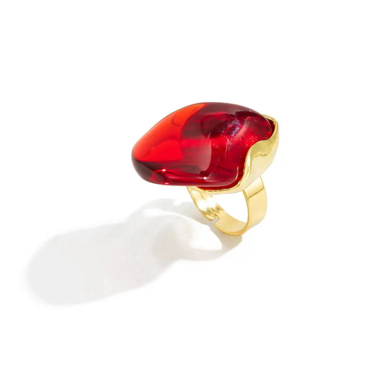 Salircon New Vintage Amber Color Acrylic Resin Rings for Women Exaggerated Temperament Geometric Finger Ring Charms Jewelry Gift