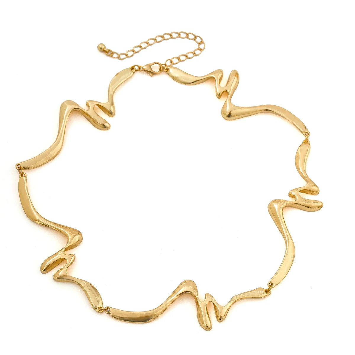 KunJoe Elegant Irregular Wave Torques Necklaces for Women Trendy Punk Gold Color Chokers Clavicle Chain Wedding Party Jewelry