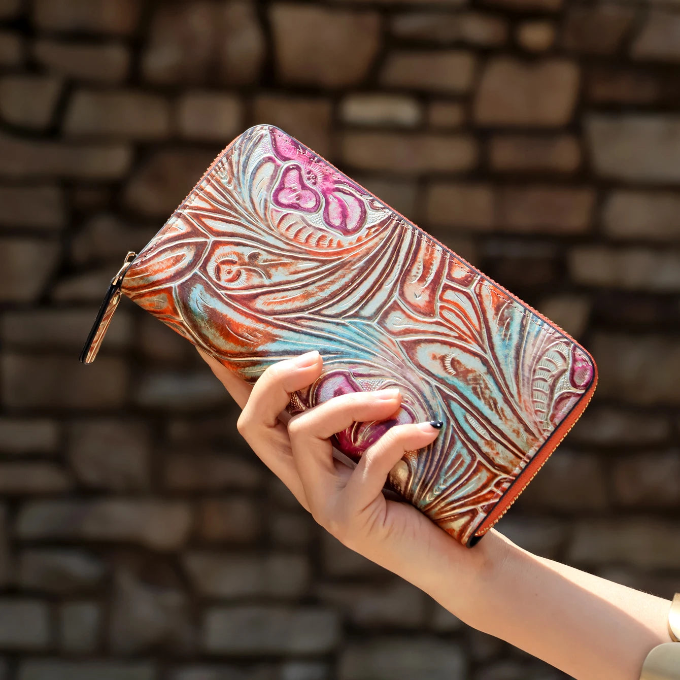 Wallet Women Large Capacity Card Holder Purse Floral Womens Leather Wallets Long Female Coin Purse Evening Clutch Bag