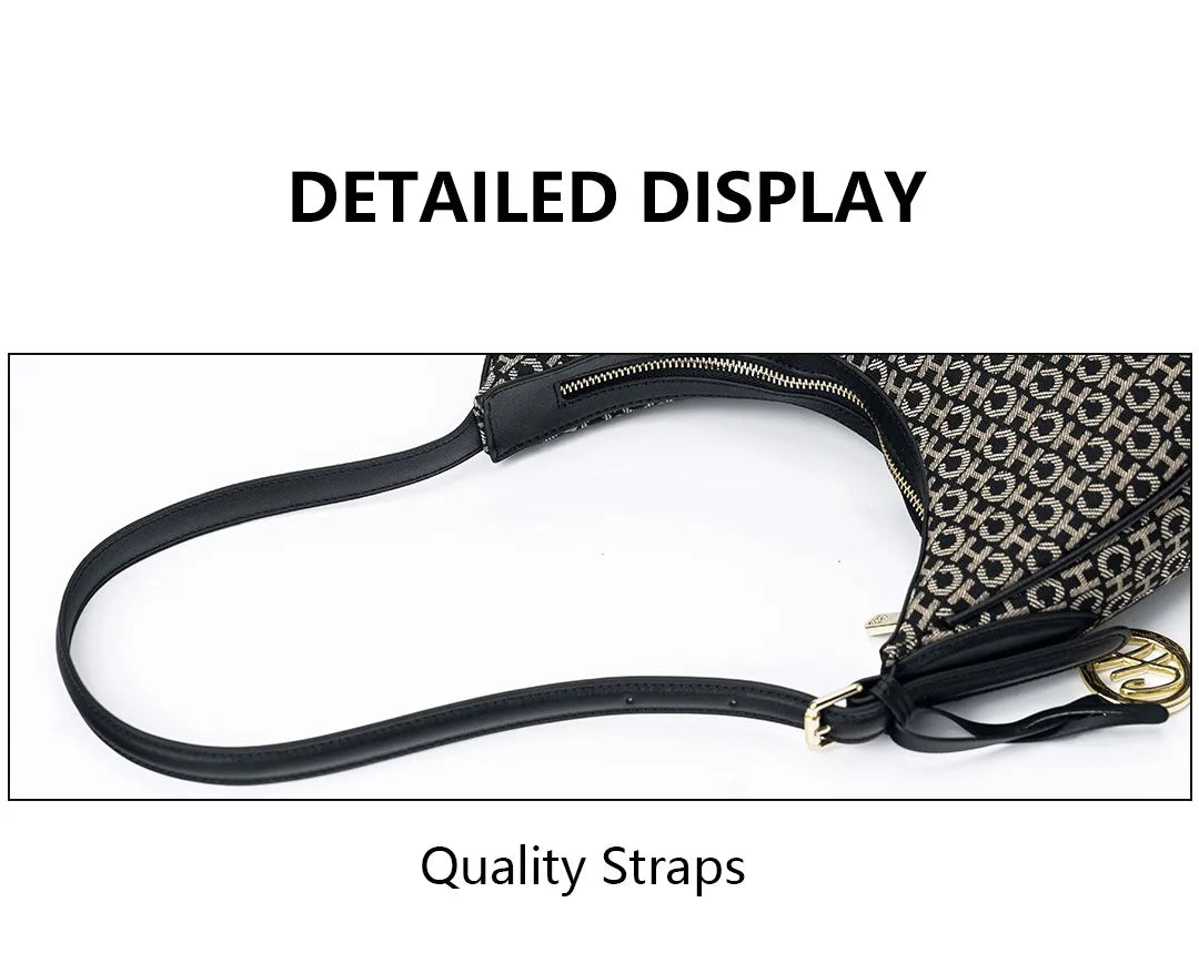 CH Women's Shoulder Bag Monogram Print Chic Retro Bag Spacious Capacity PU Material Letter Printed Design Underarm Bag