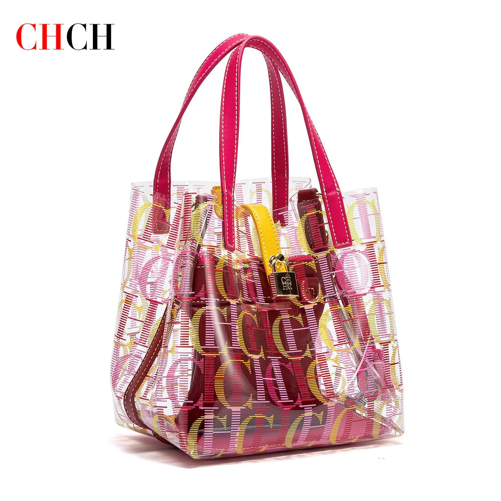 CHCH Women's Tote Bag New PVC Transparent Bag Leisure Beach Bag Waterproof
