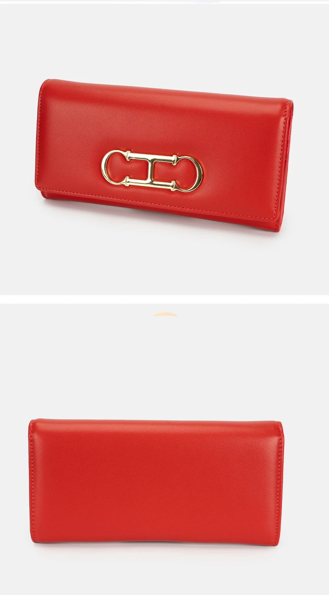 CH Womens Long Wallet Clutch Purse with Gold Metal Logo Large Capacity Card Holder Coin Purse for Ladies