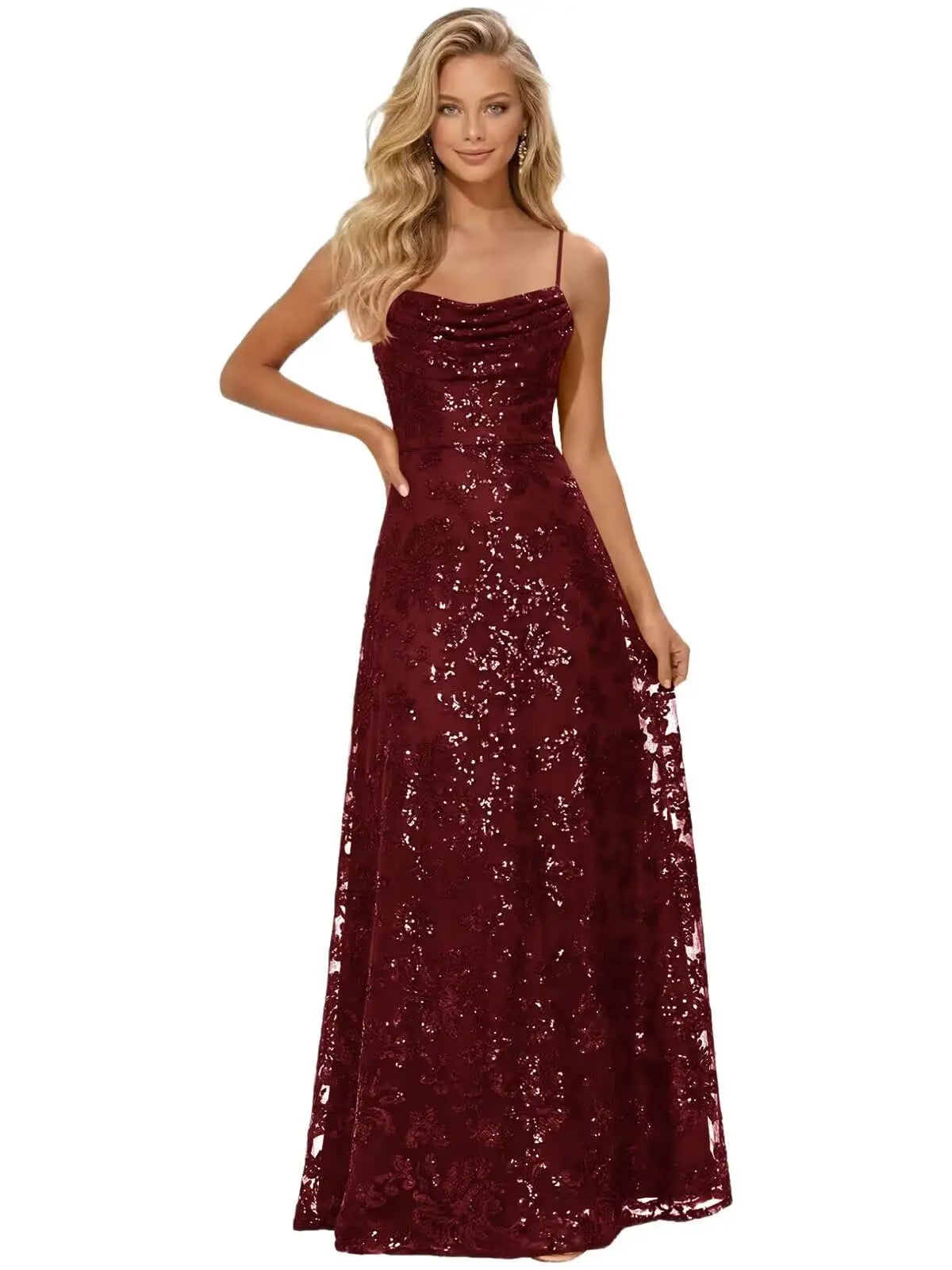 Lace Sequin Long Prom Dresses for Women 2026 Sparkly Pleated A Line Formal Evening Ball Gown Women Elegant Party Dresses