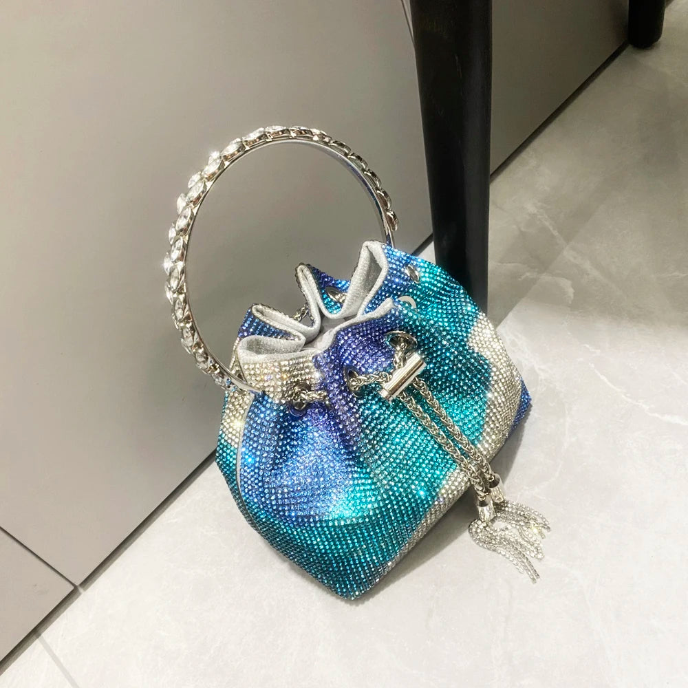 purses and handbags bags for women luxury Designer bucket clutch purse evening banquet bag Crystal rhinestone shoulder bags