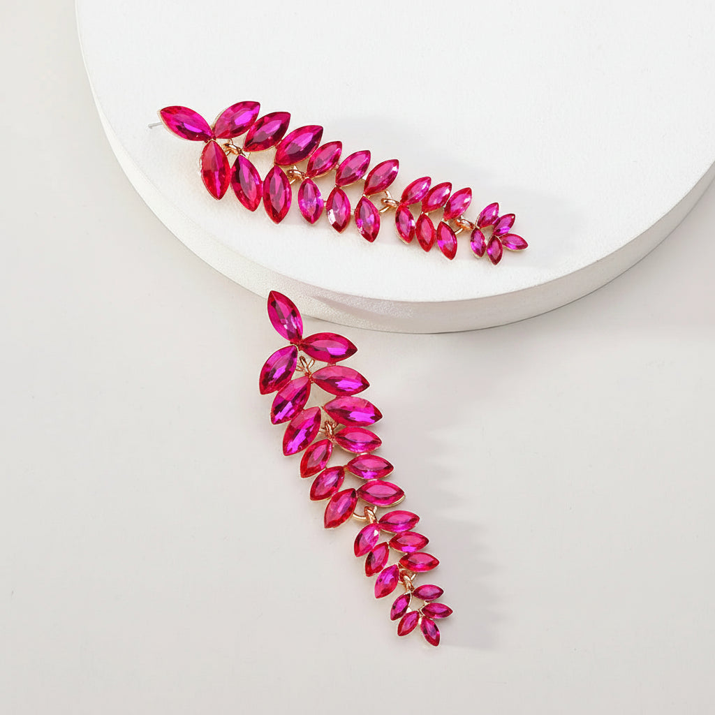 Leaf Shiny Glss Decor Dangle Drop Earrings
