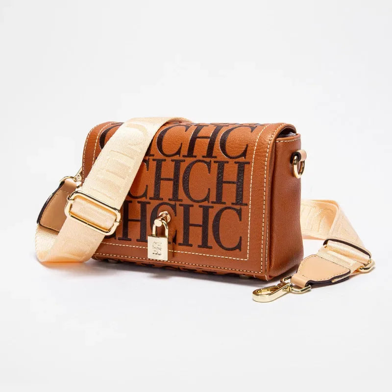 Fashion Design Model Metal Accessories Buckle Women's Shoulder Bag Luxury Brand 2025 New Fashion Solid Colour Printed Head Bag