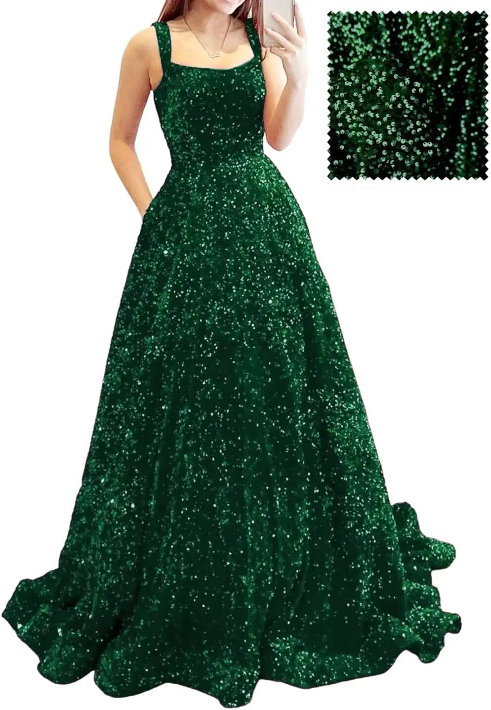 Prom Dresses Long A Line with Pockets Formal Evening Ball Gowns Velvet Velvet Sequins Black Tie Wedding Party Dress