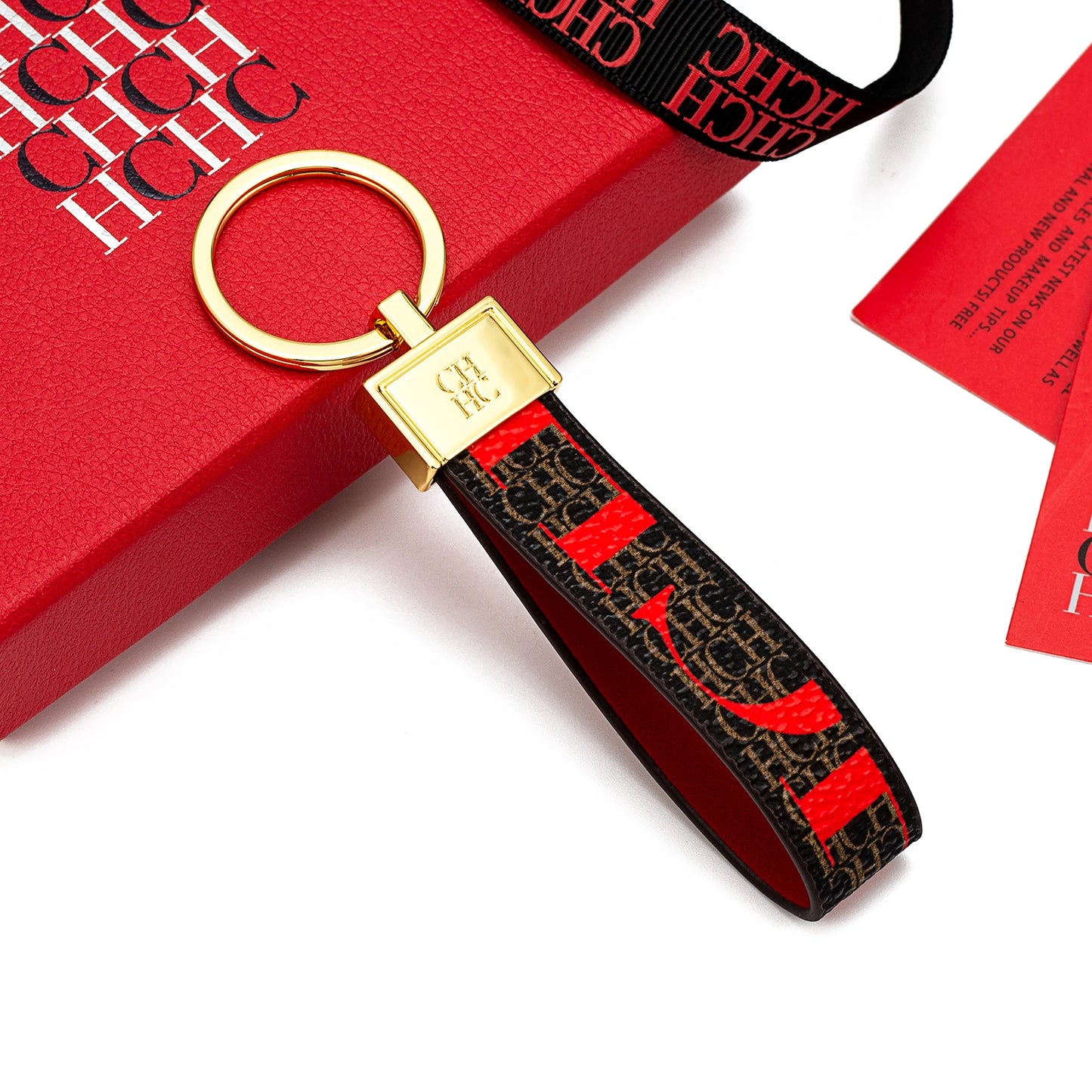 CH Niche High-end Keychain Leather Keychain Unique Printing Design Fashion Keychain Simple and Exquisite Style Gifts