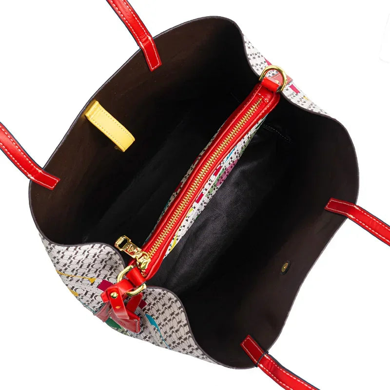 CH Simple Atmosphere Style Women's Handbag Fashion Women's Handbag Unique Print Design Women's Large Capacity Commuter Bag