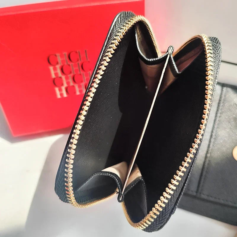 CH New Women's Wallet Exquisite Luxury Brand Short Solid Color Coin Women's Wallet High-quality PU Material Exquisite Brand Logo