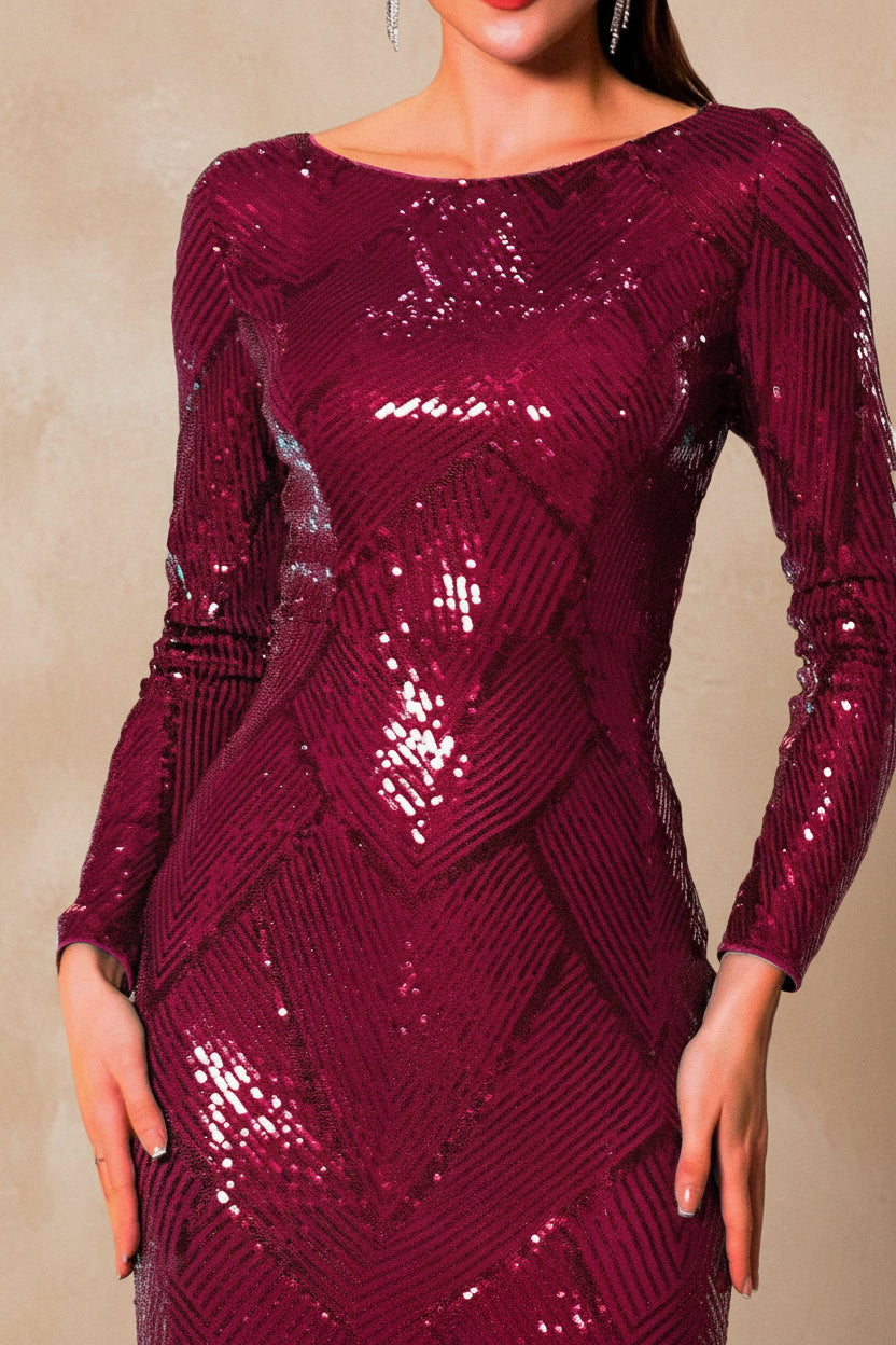 Romagic O Neck Sequin Formal Evening Party Dress Long Sleeves Floor Length Prom Gown Modest Women Celebrity Dresses 2025