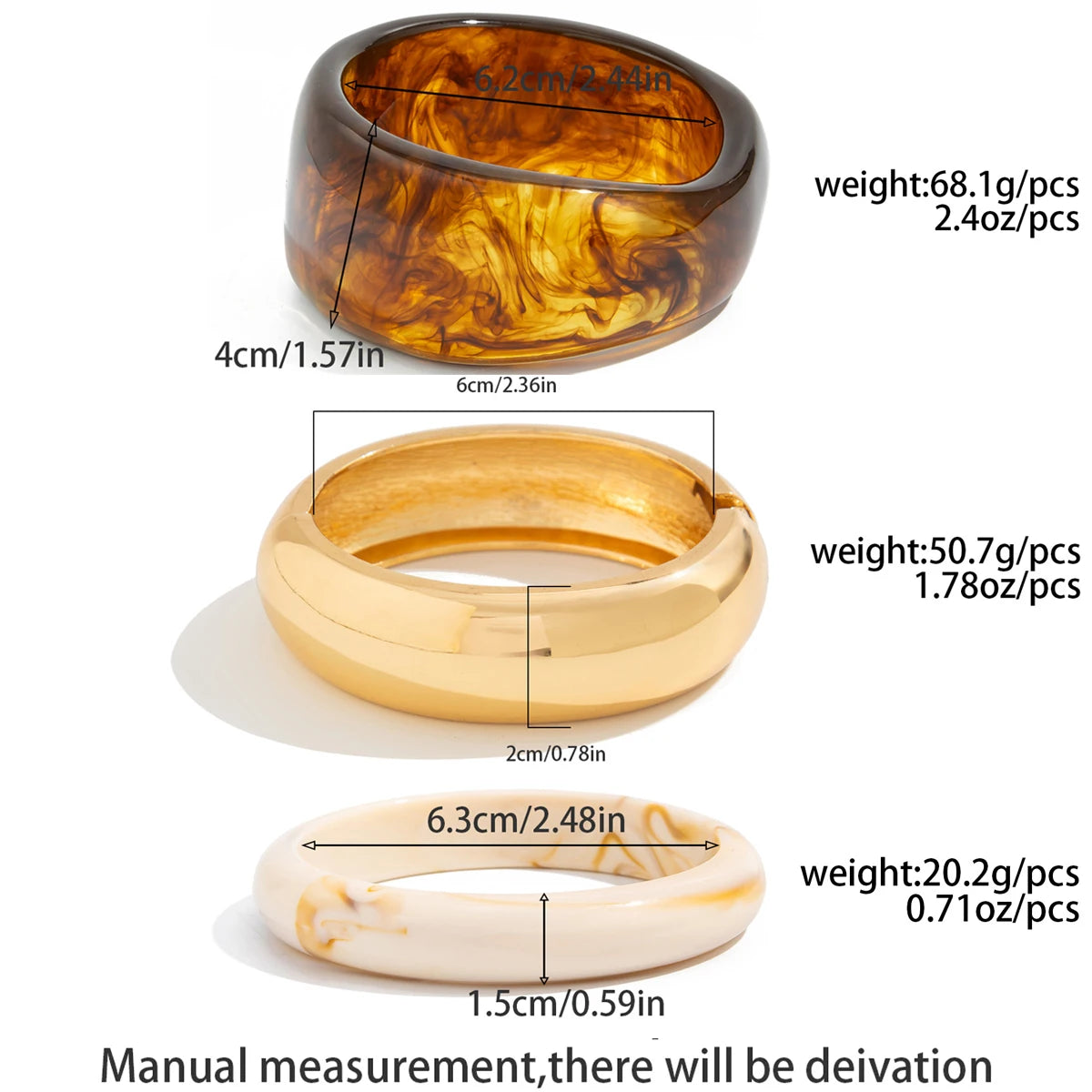 Salircon Vintage Punk Beige Coffee Thick Irregular Resin Acrylic Bangles Women Geometric Wide Cuff Bracelet Y2K Pulseras Jewelry