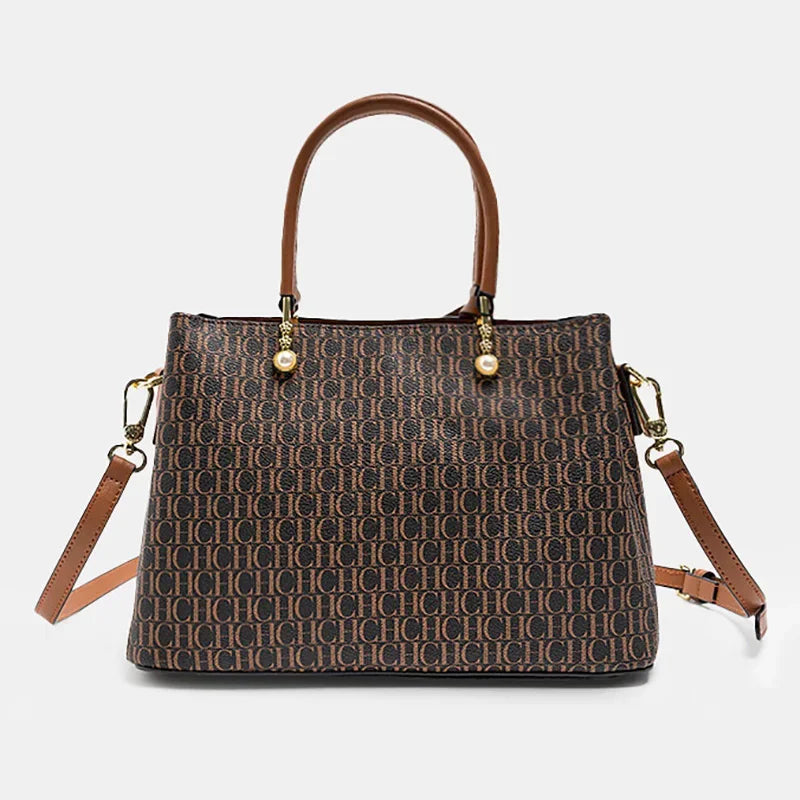 Light Luxury Brand Letter Print Handbag with Letter Pendant Design Unique and Elegant Popular Fashion Niche High Quality