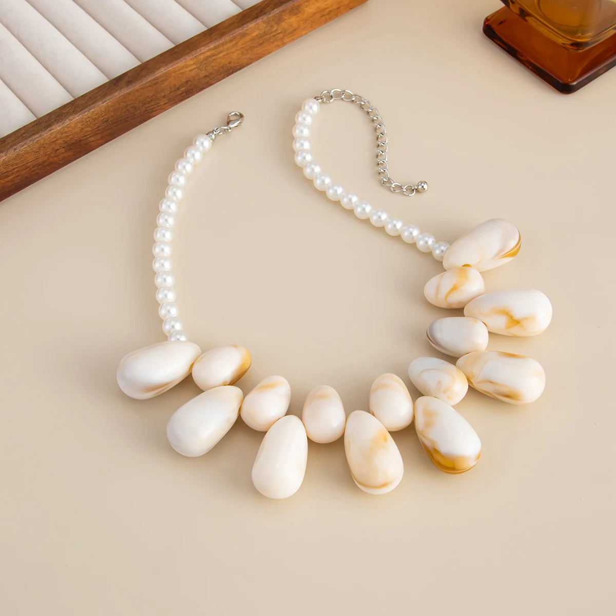 Salircon 5 Style Exaggerated Big Water Drop Resin Pendant Choker Necklace Women Boho Clavicle Chain Statement Mujer Jewelry Gift
