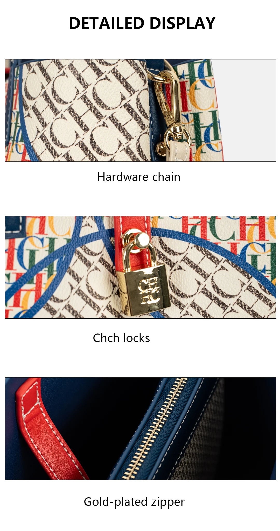 CH Tote Bag for Women Luxury Handbag New Colorful Letter Print Large Capacity Shoulder Bag Casual Shopper Bag with Lock