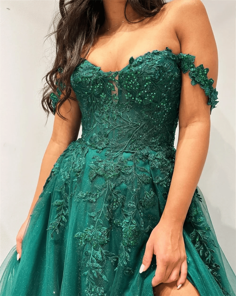 Glitter Embroidered Tulle Prom Dresses Green Graduation Prom Dress Formal Party Dresses Vestidos De Noche Customized - TrendNest
