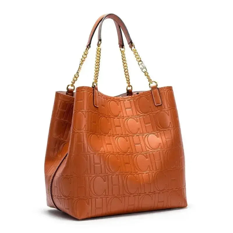 CH High Quality Solid Color Simple Style Women's Large Capacity Handbag Suitable Daily Commuting Fashionable Versatile