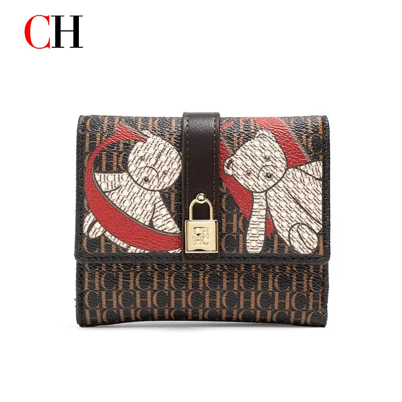 CH Fashion Versatile Letter Print Design Wallet Premium Feeling Wallet High Quality Standard Wallet Ladies Temperament Style Car