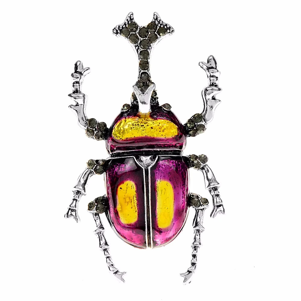 SKEDS Women Full Crystal Exquisite Beetle Brooch Badges Fashion Luxury High-end Elegant Lady Insect Pin Accessories