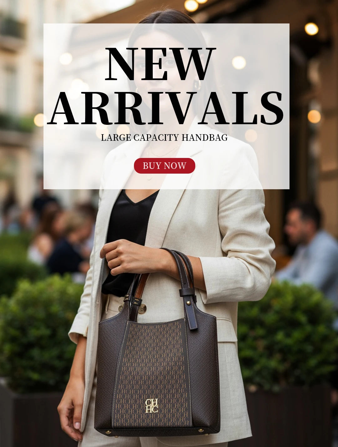 CH Light Luxury Maillard Tone Monogram Print Women's Tote Bag - Large-Capacity Multifunctional Stylish Handbag
