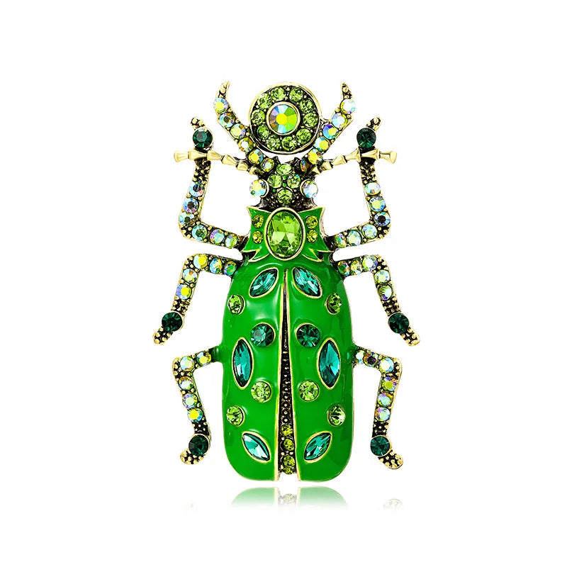 SKEDS Women Full Crystal Exquisite Beetle Brooch Badges Fashion Luxury High-end Elegant Lady Insect Pin Accessories