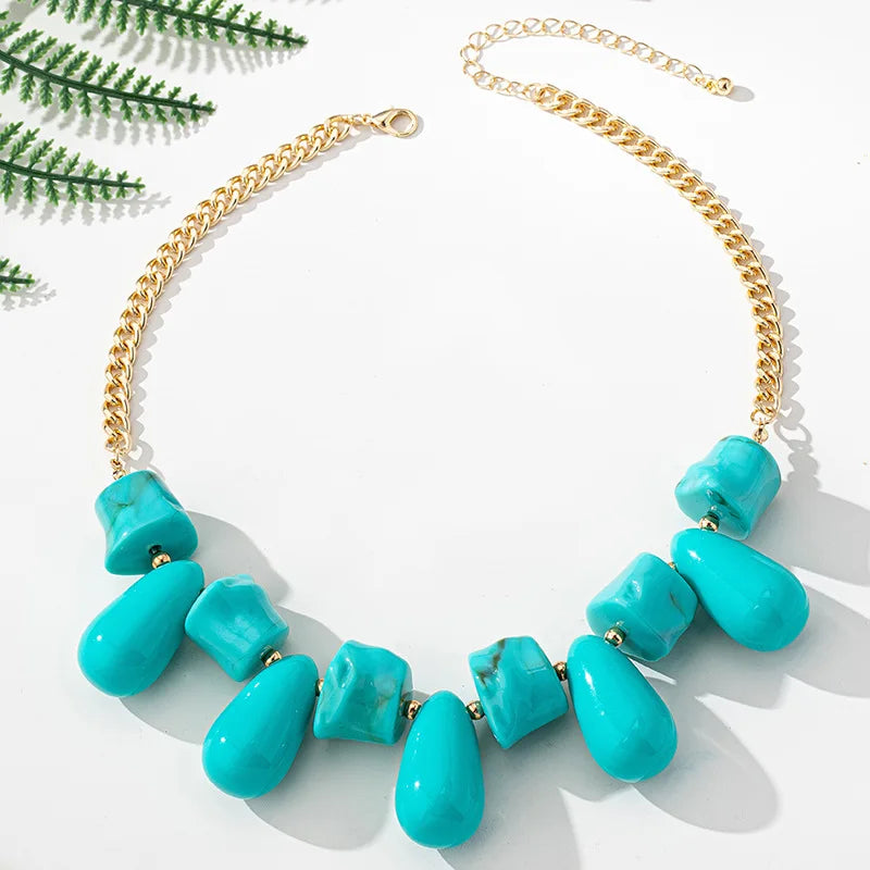 Necklace For Women Girls Bohemian Personality Irregular Droplet Chain Collarbone Fashion Jewelry Holiday Party OL BN019
