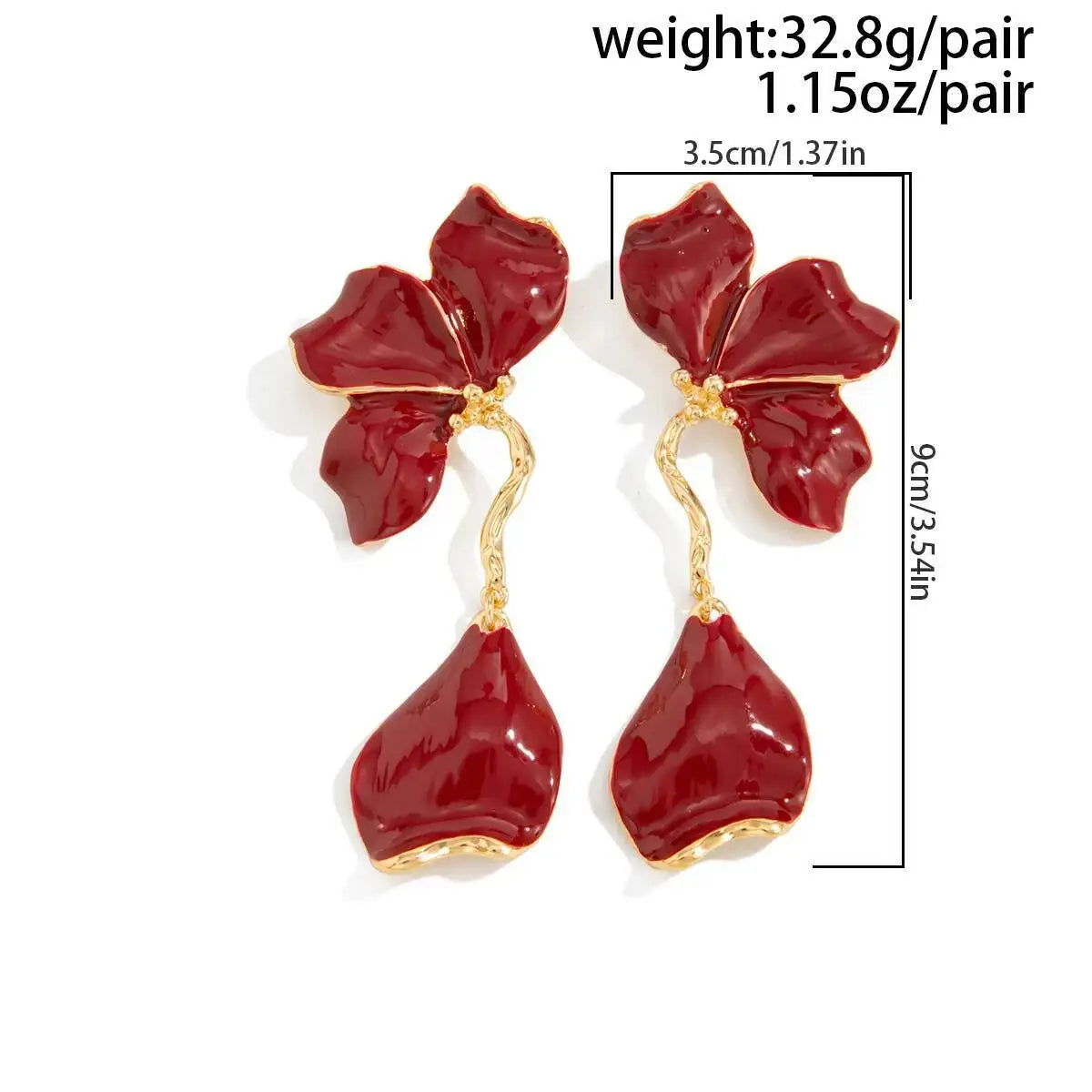 Salircon Fashion Elegant Oil Drop Petals Pendant Earrings for Women Classic Luxury Irregular Long Earrings Party Wedding Jewelry
