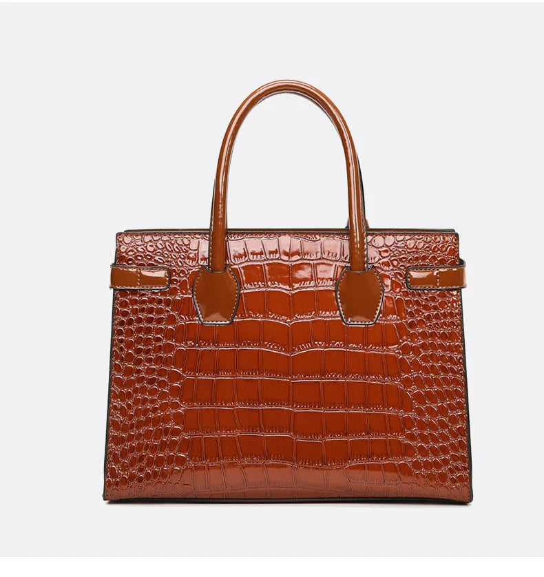 Retro Ladies Three-piece Set Mother-daughter Crossbody Bag Crocodile Pattern Texture Single-shoulder Hand-held Diagonal Bag