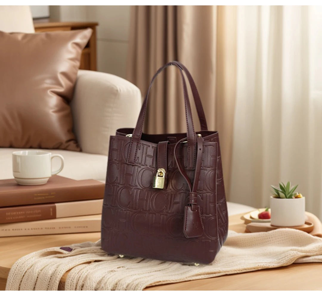 Classic PU Leather Bucket Tote Bag