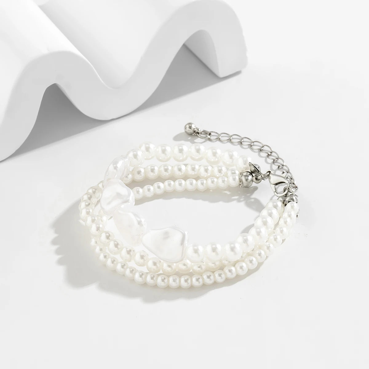 Salircon Korean Romantic Multi-layer Imitation Pearl Bracelet Fashion Elegant Wide Bracelet For Women Wedding Party Jewelry Gift