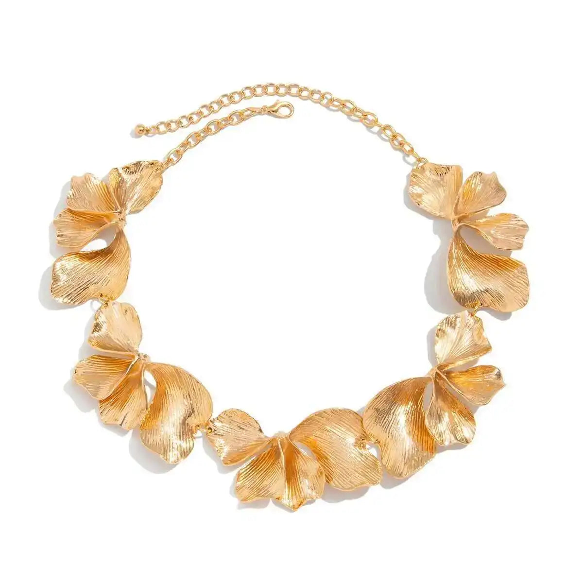 Salircon Vintage Design Irregular Metal Petal Flower Choker Necklace for Women Men Punk Creative Metal Clavicle Chain Jewelry