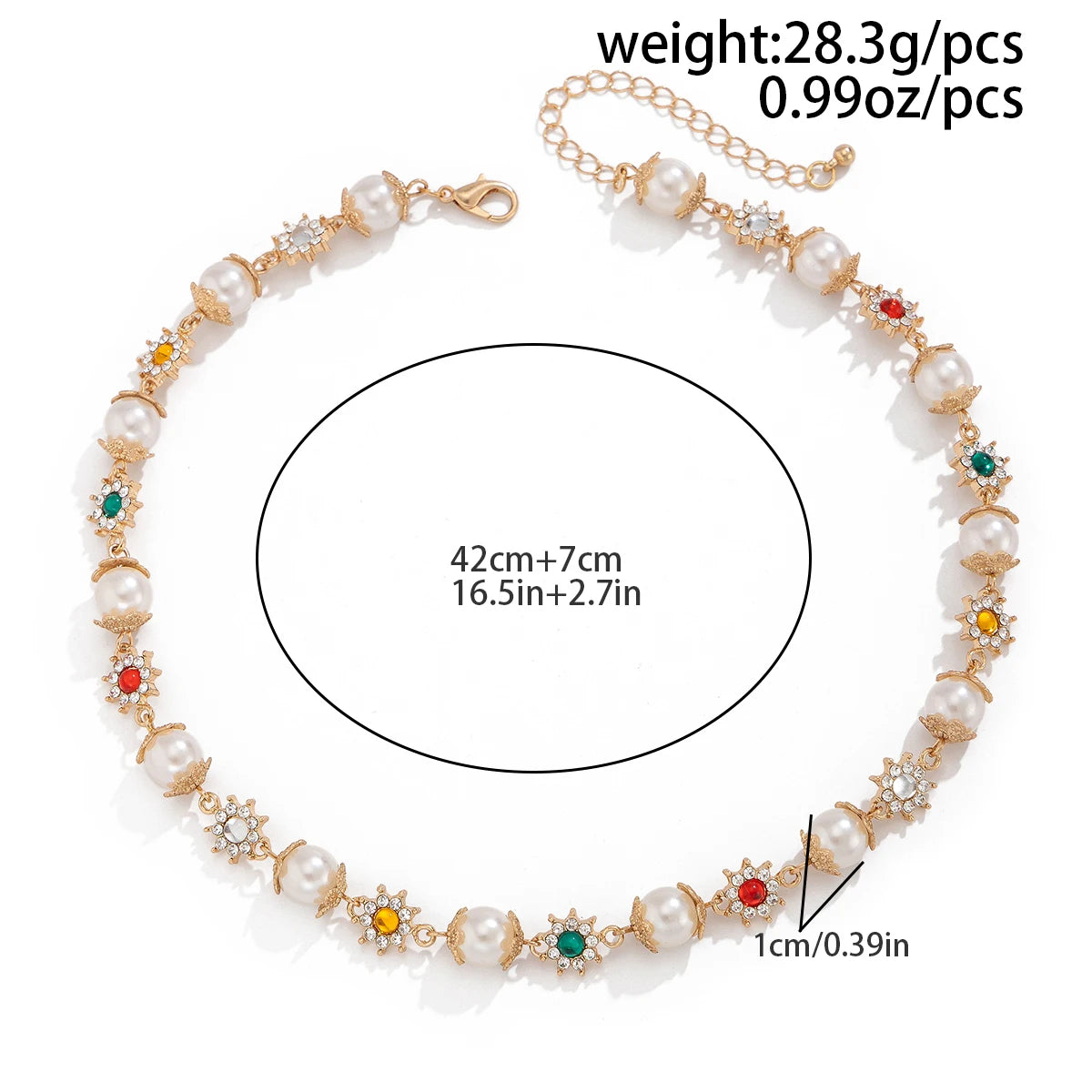 Salircon Luxury Rhinestone Flowers Beads Choker Necklace for Women Elegant Imitation Pearl Clavicle Chain Wedding Party Jewelry
