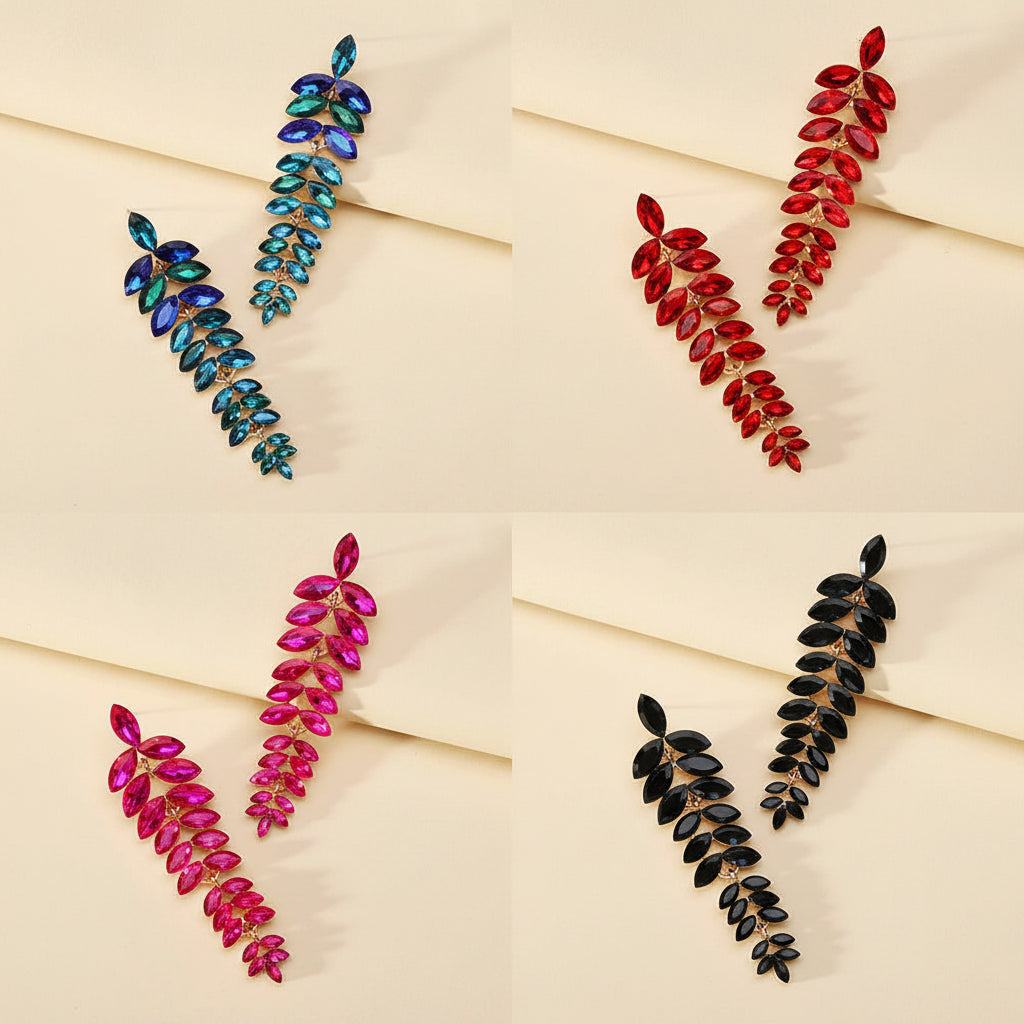 Leaf Shiny Glss Decor Dangle Drop Earrings