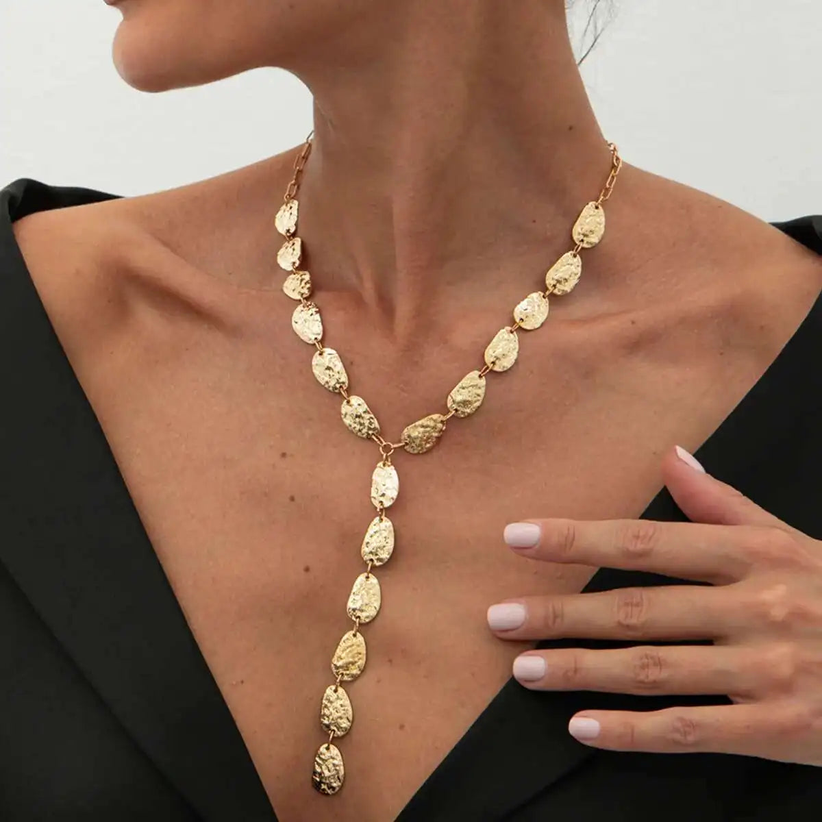 Salircon Vintage Irregular Baroque Y-shaped Necklace Women 2025 New Simple Geometric Pendant Necklace Daily Jewelry Accessories